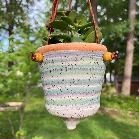 Pam's Glaze Ceramic Hanging Planter | 580Pottery - Hanging Planters -  Self-Watering Planters
